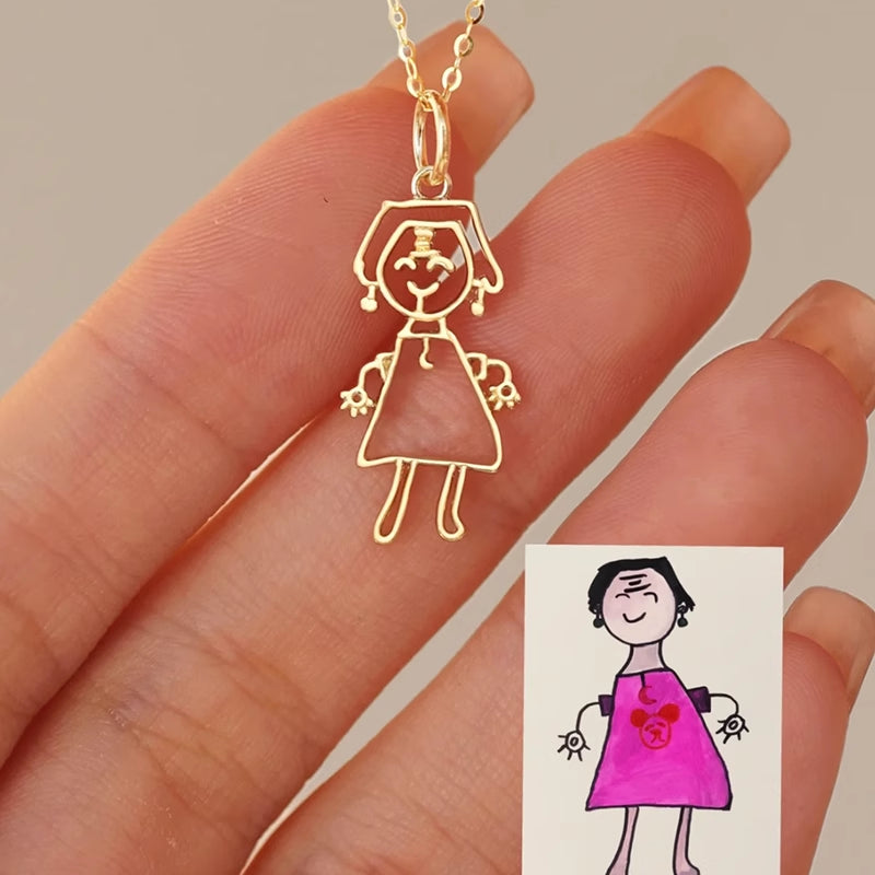 Personalized Kid Drawing Necklace