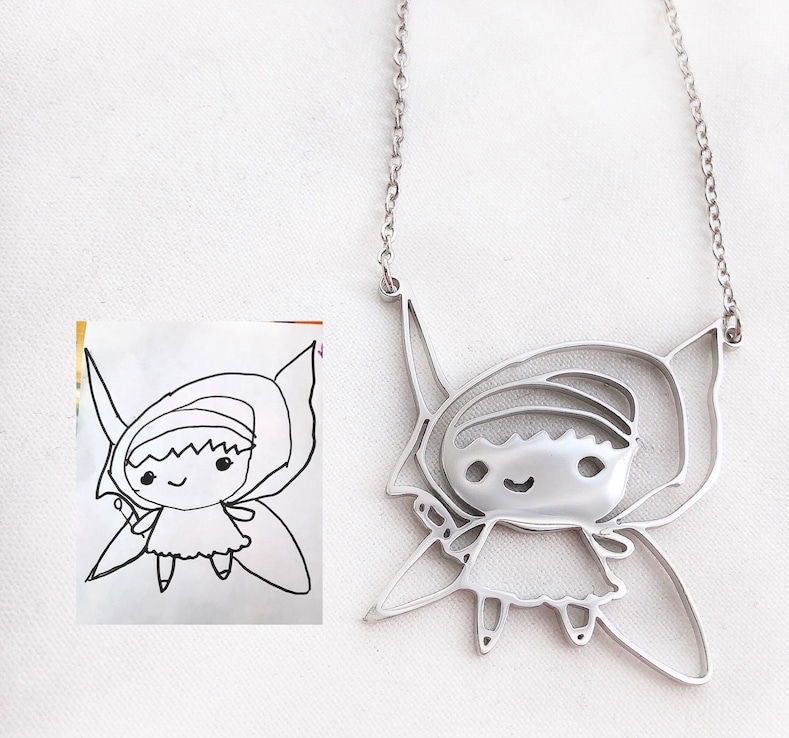 Personalized Kid Drawing Necklace